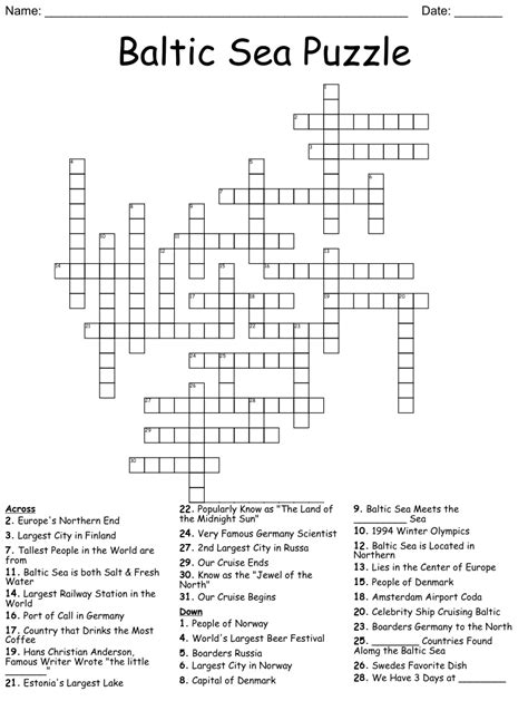 Crossword Clue. The crossword clue Country on the Baltic with 6 letters was last seen on the January 01, 2005. We found 20 possible solutions for this clue. We think the likely answer to this clue is POLAND. You can easily improve your search by specifying the number of letters in the answer.